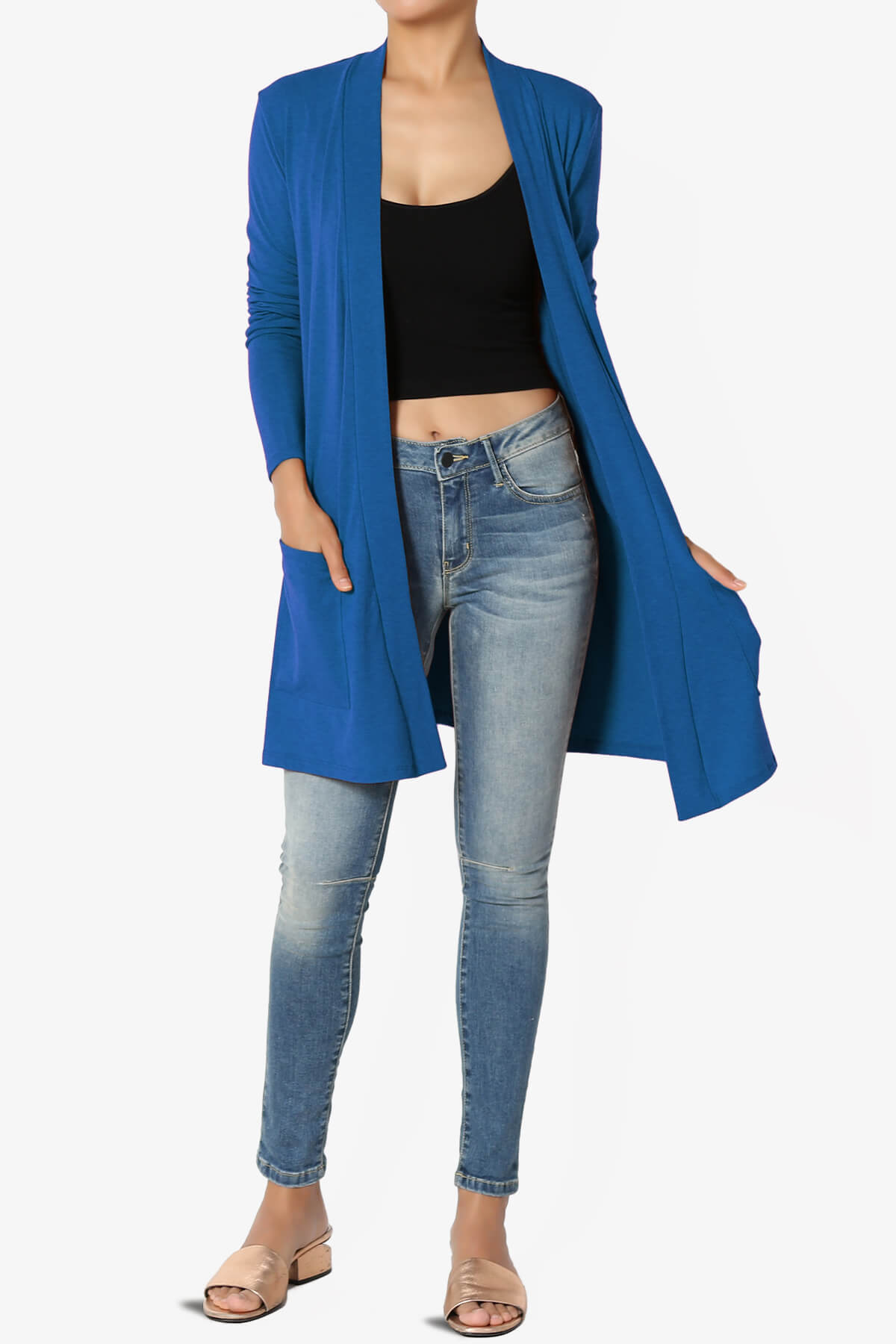 Daday Long Sleeve Pocket Open Front Cardigan CLASSIC BLUE_6