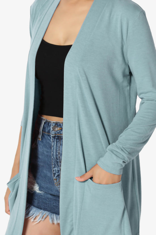 Daday Long Sleeve Pocket Open Front Cardigan DUSTY BLUE_5