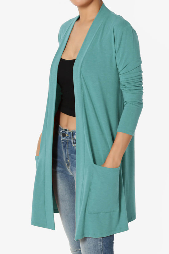 Daday Long Sleeve Pocket Open Front Cardigan DUSTY TEAL_3