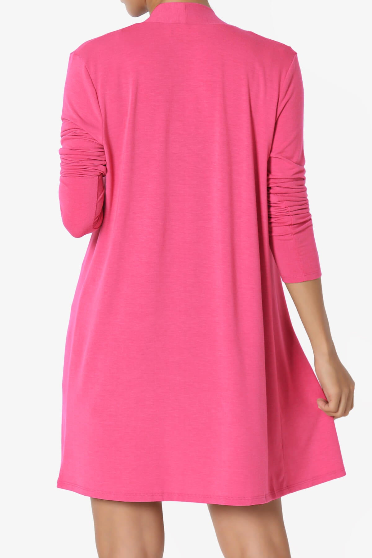 Daday Long Sleeve Pocket Open Front Cardigan FUCHSIA_2