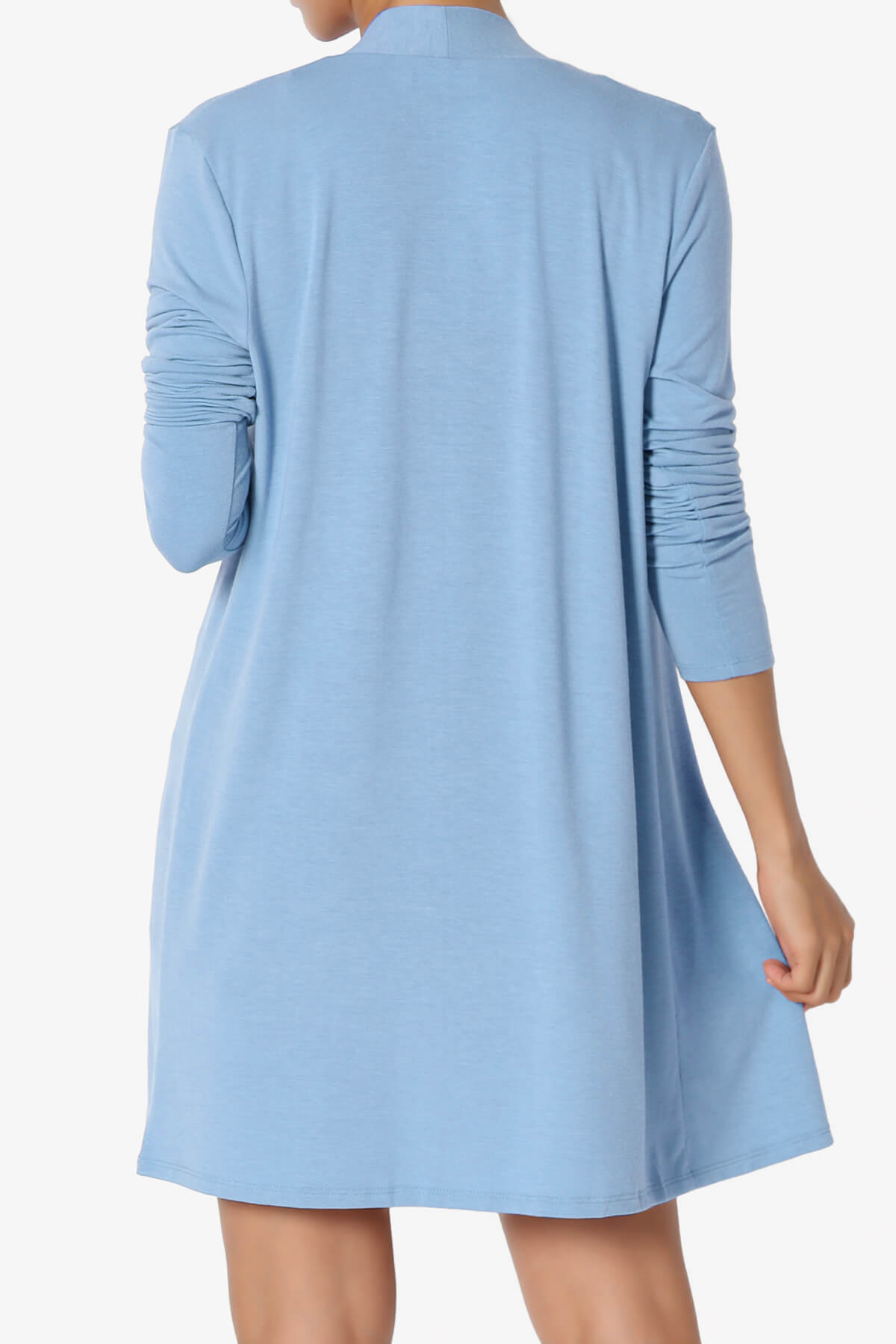 Daday Long Sleeve Pocket Open Front Cardigan LIGHT BLUE_2