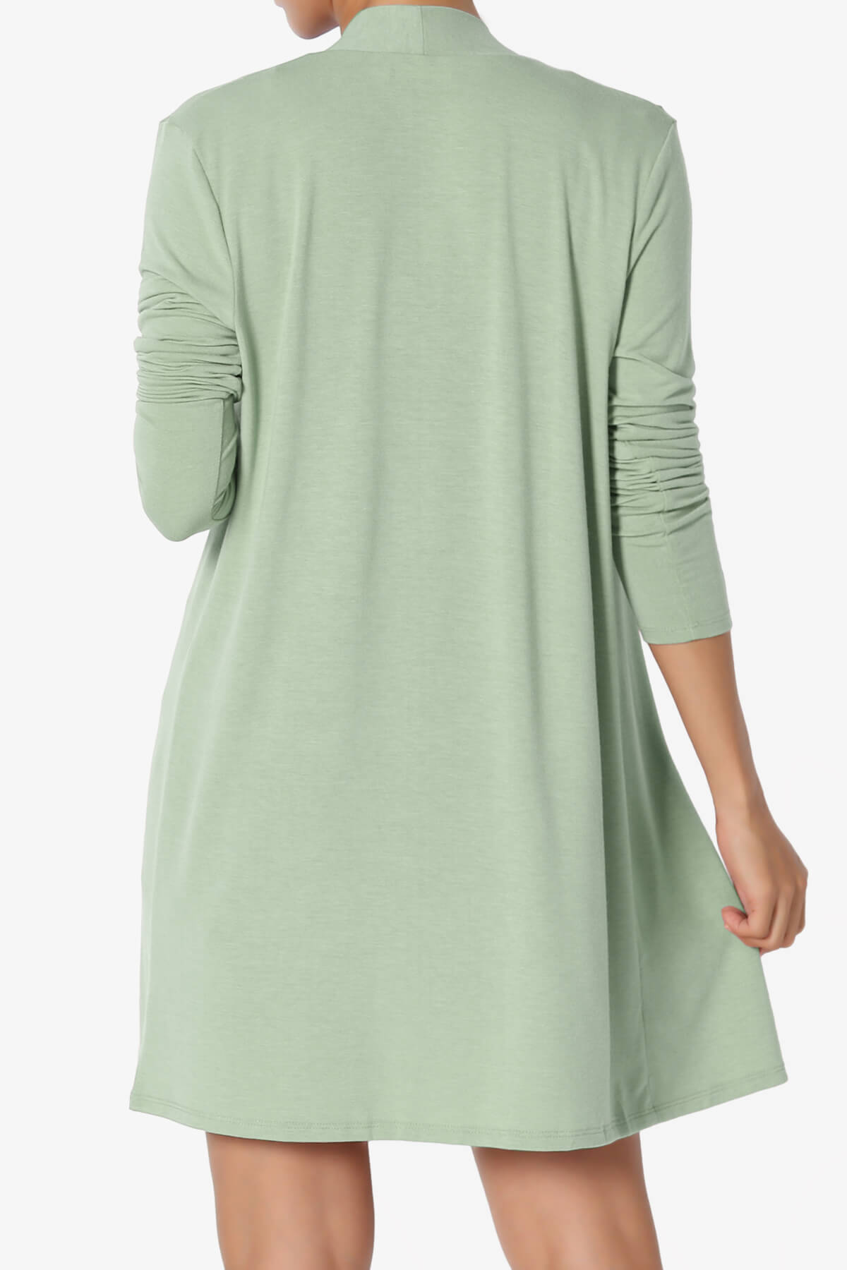 Daday Long Sleeve Pocket Open Front Cardigan LIGHT SAGE_2