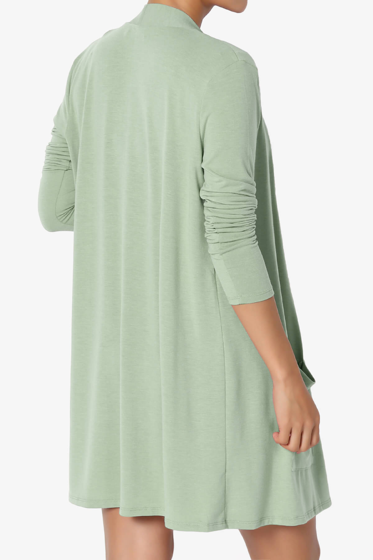 Daday Long Sleeve Pocket Open Front Cardigan LIGHT SAGE_4
