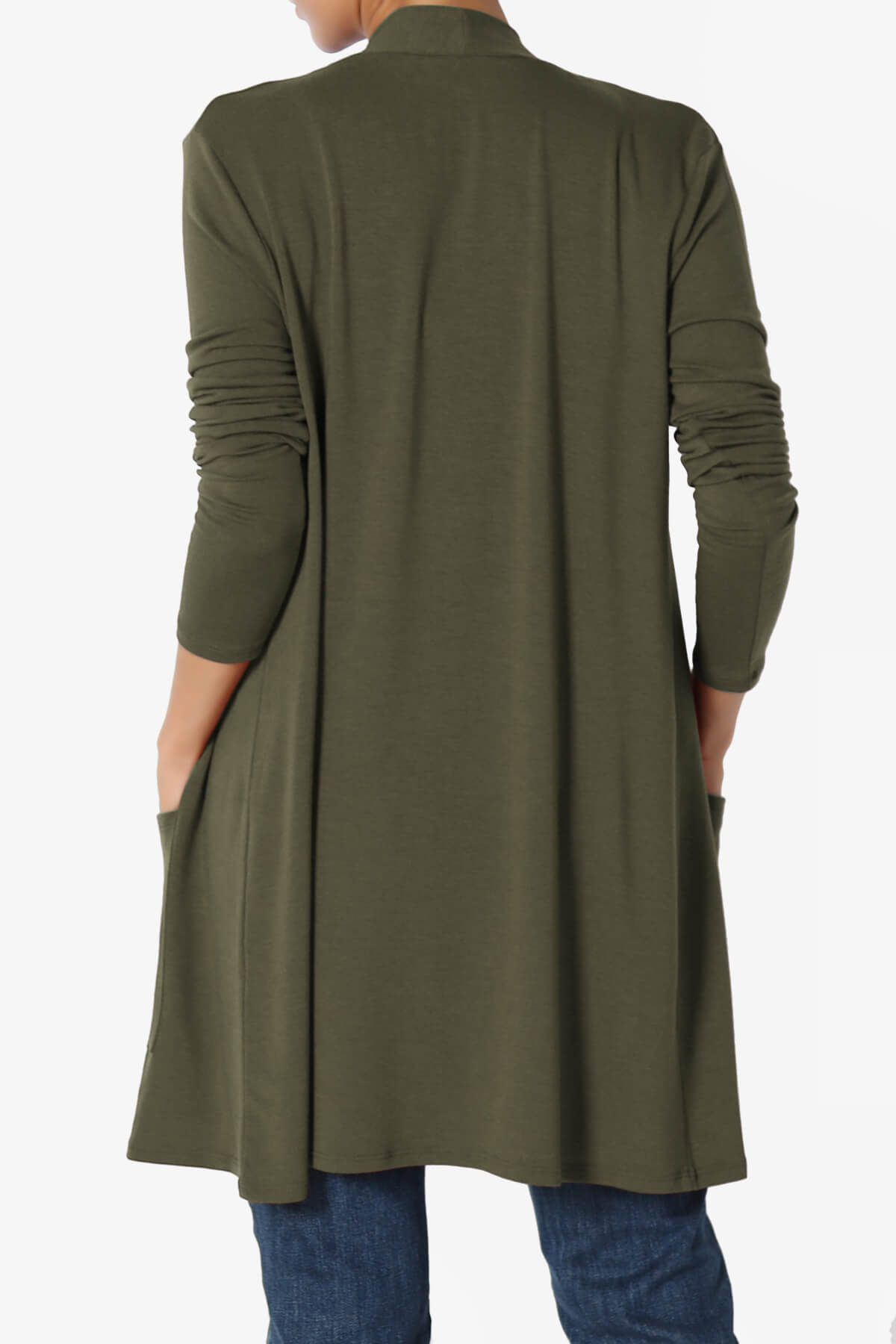Daday Long Sleeve Pocket Open Front Cardigan OLIVE_2