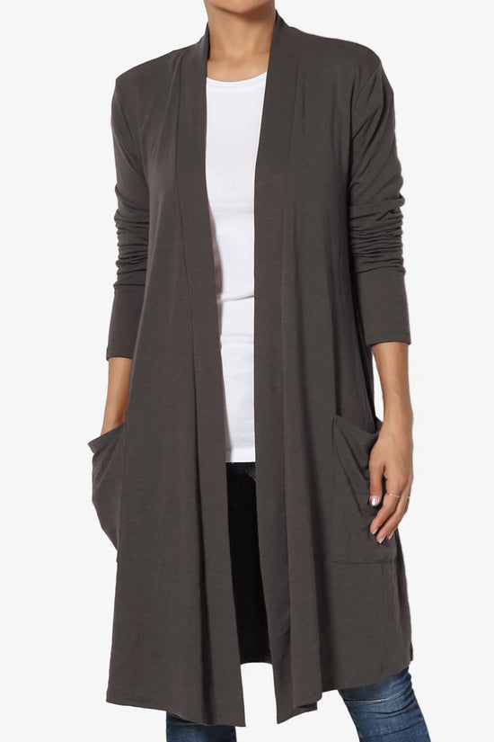 Load image into Gallery viewer, Daday Pocket Jersey Knee Length Cardigan ASH GREY_1
