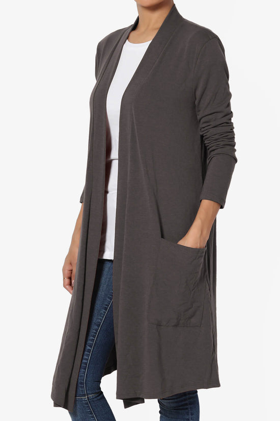 Load image into Gallery viewer, Daday Pocket Jersey Knee Length Cardigan ASH GREY_3
