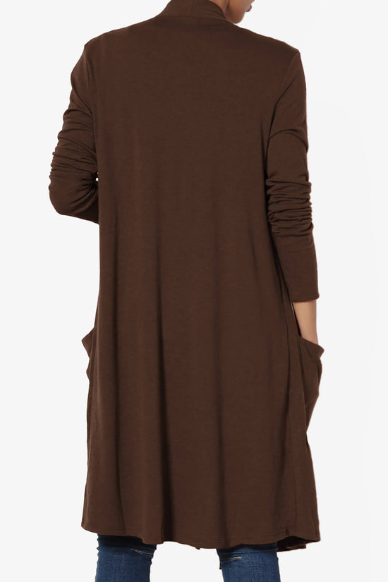 Load image into Gallery viewer, Daday Pocket Jersey Knee Length Cardigan BROWN_2
