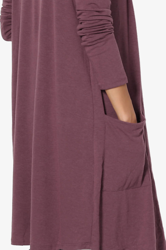 Load image into Gallery viewer, Daday Pocket Jersey Knee Length Cardigan DUSTY PLUM_5
