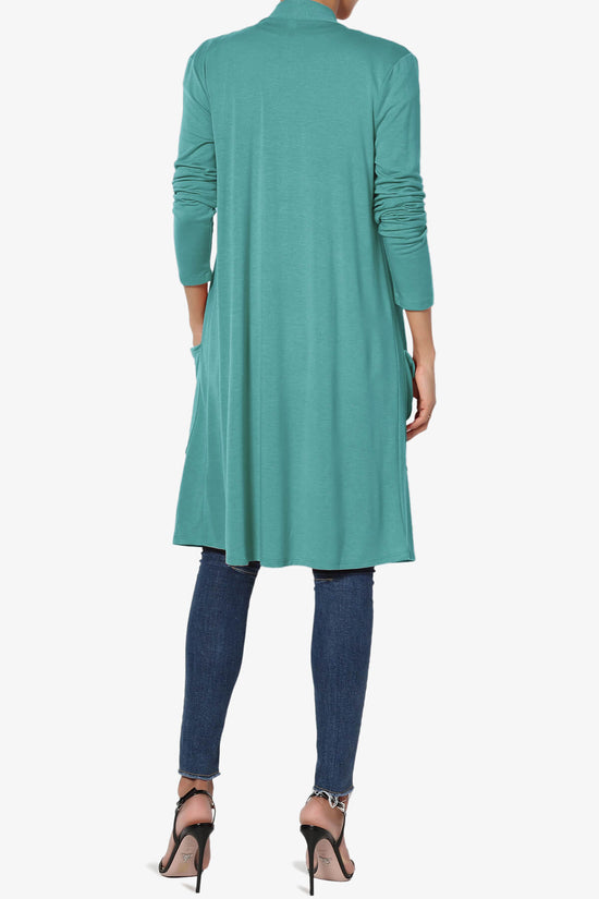 Load image into Gallery viewer, Daday Pocket Jersey Knee Length Cardigan DUSTY TEAL_2
