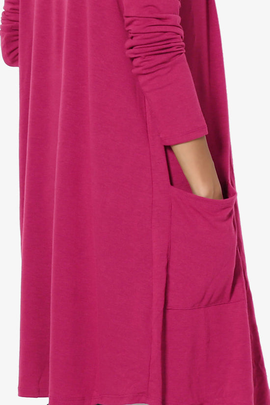 Load image into Gallery viewer, Daday Pocket Jersey Knee Length Cardigan MAGENTA_5
