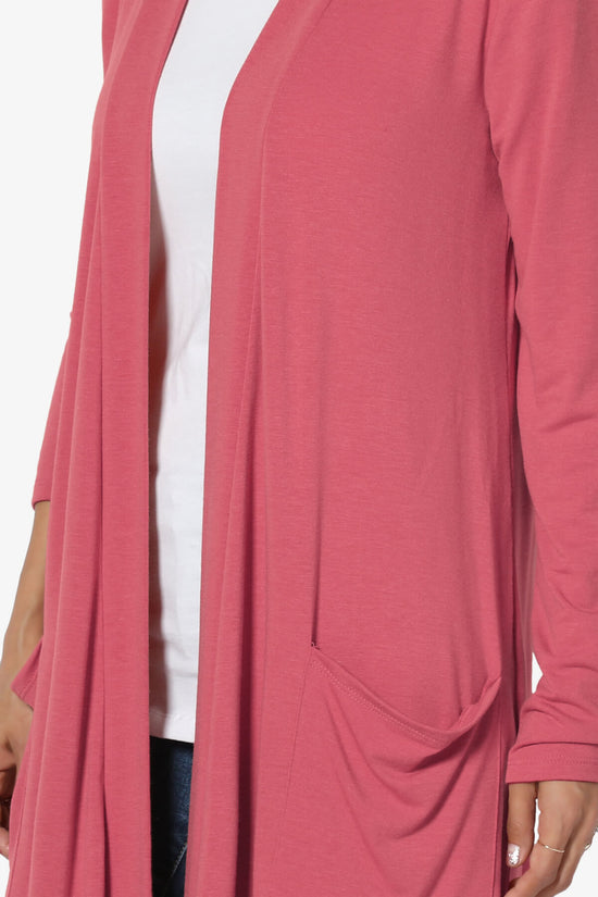 Load image into Gallery viewer, Daday Pocket Jersey Knee Length Cardigan ROSE_5
