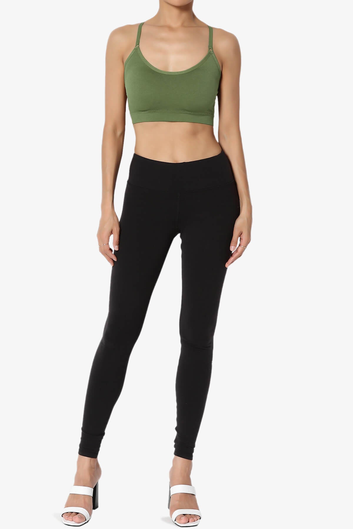 Dassie Padded Cross Back Bra Top ASH OLIVE_6