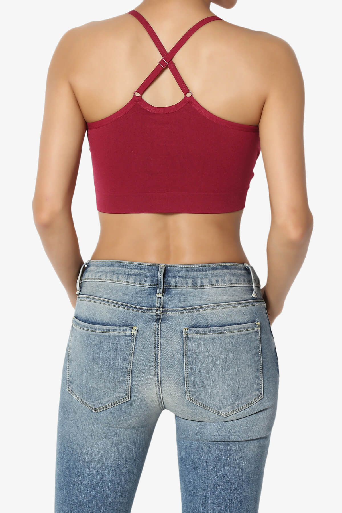 Dassie Padded Cross Back Bra Top DARK RED_2