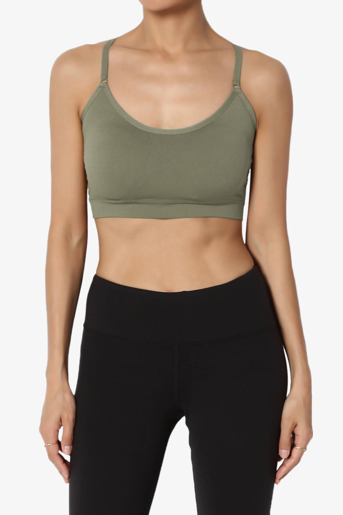 Dassie Padded Cross Back Bra Top DUSTY OLIVE_1