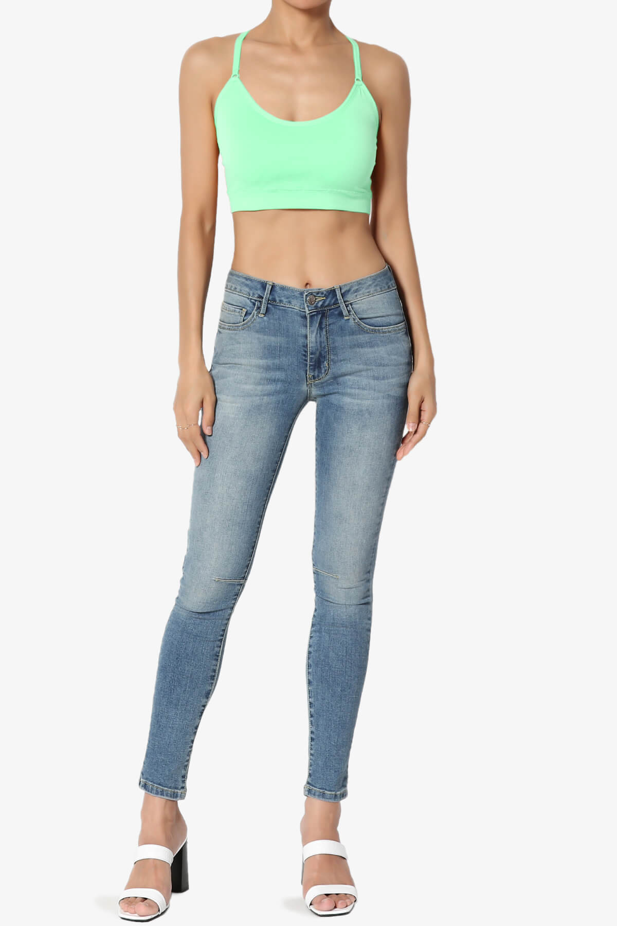 Dassie Padded Cross Back Bra Top GREEN MINT_6