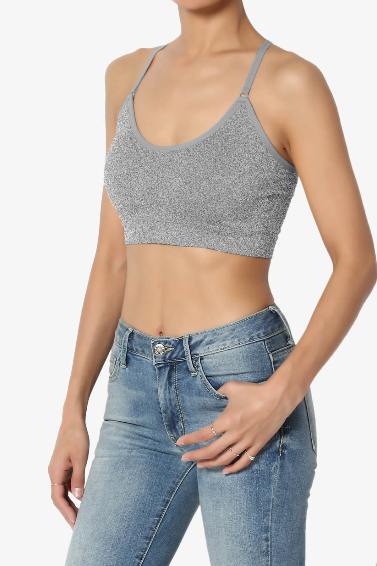 Dassie Padded Cross Back Bra Top HEATHER GREY_3