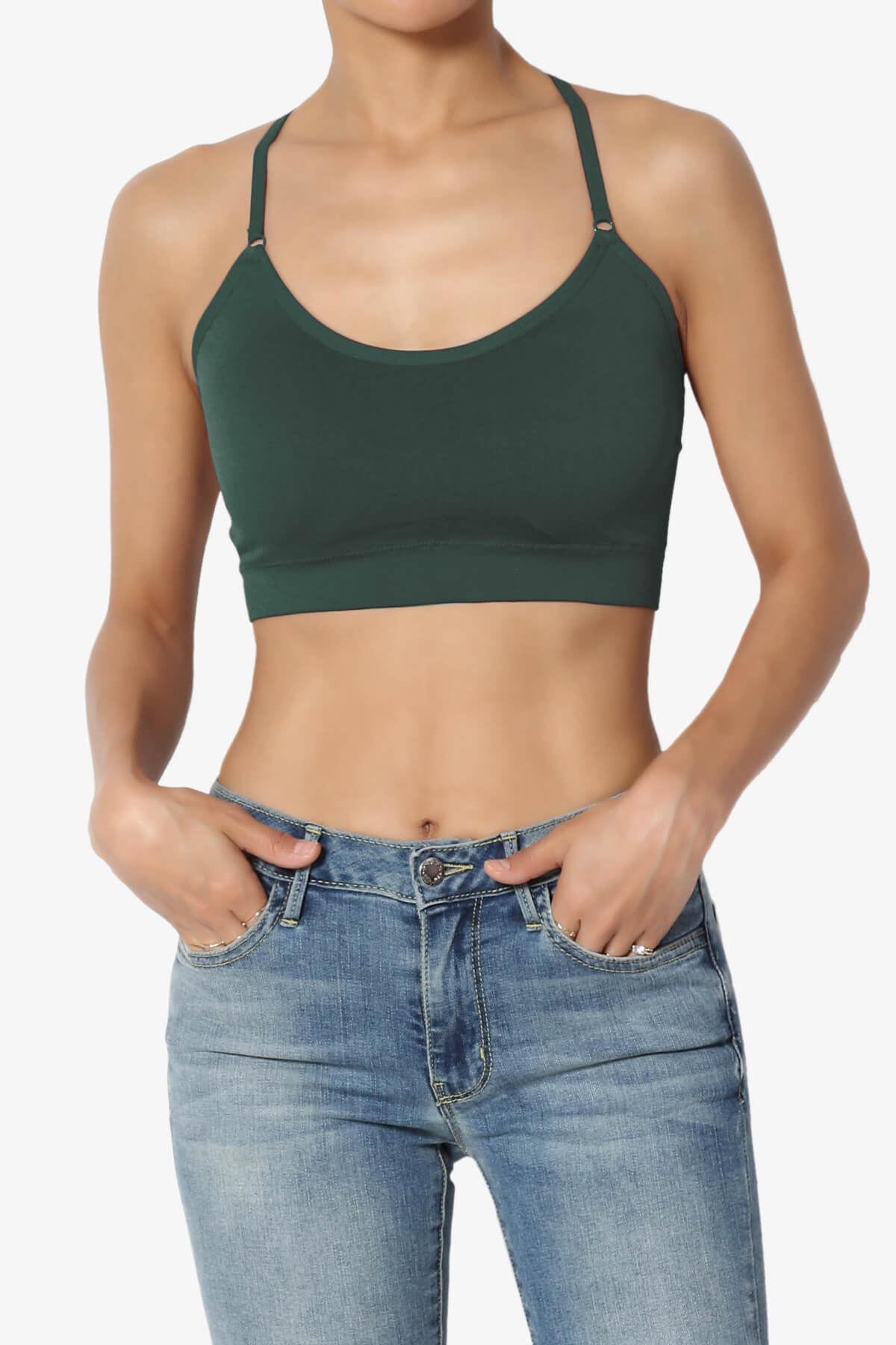 Dassie Padded Cross Back Bra Top HUNTER GREEN_1