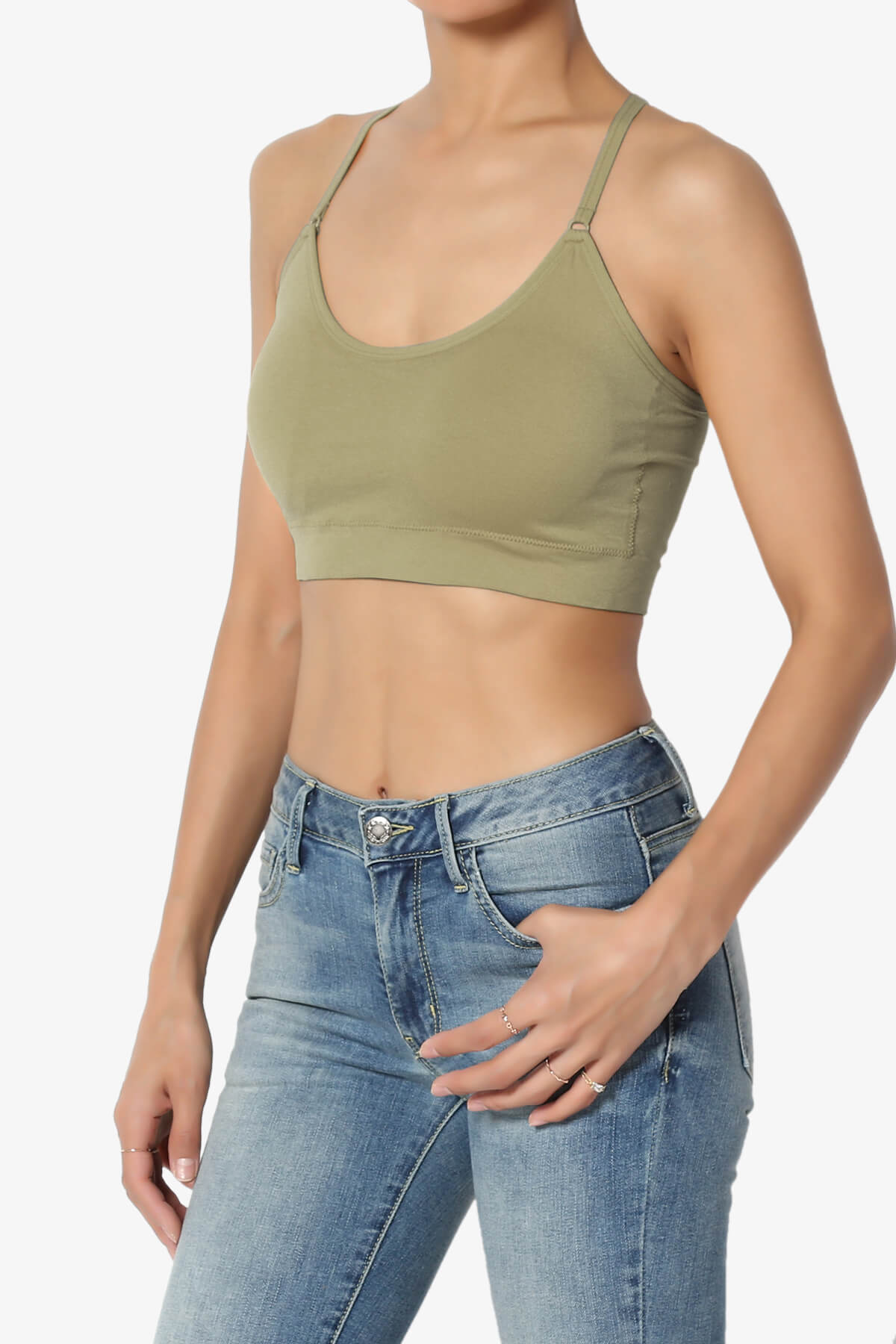 Dassie Padded Cross Back Bra Top KHAKI GREEN_3