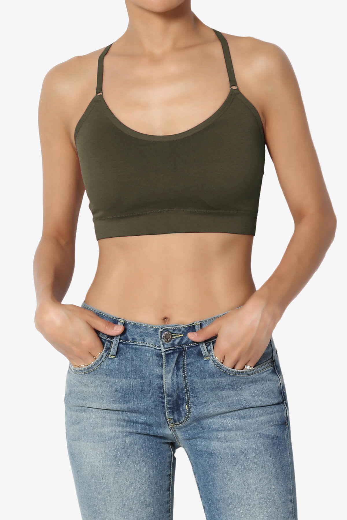 Dassie Padded Cross Back Bra Top OLIVE_1