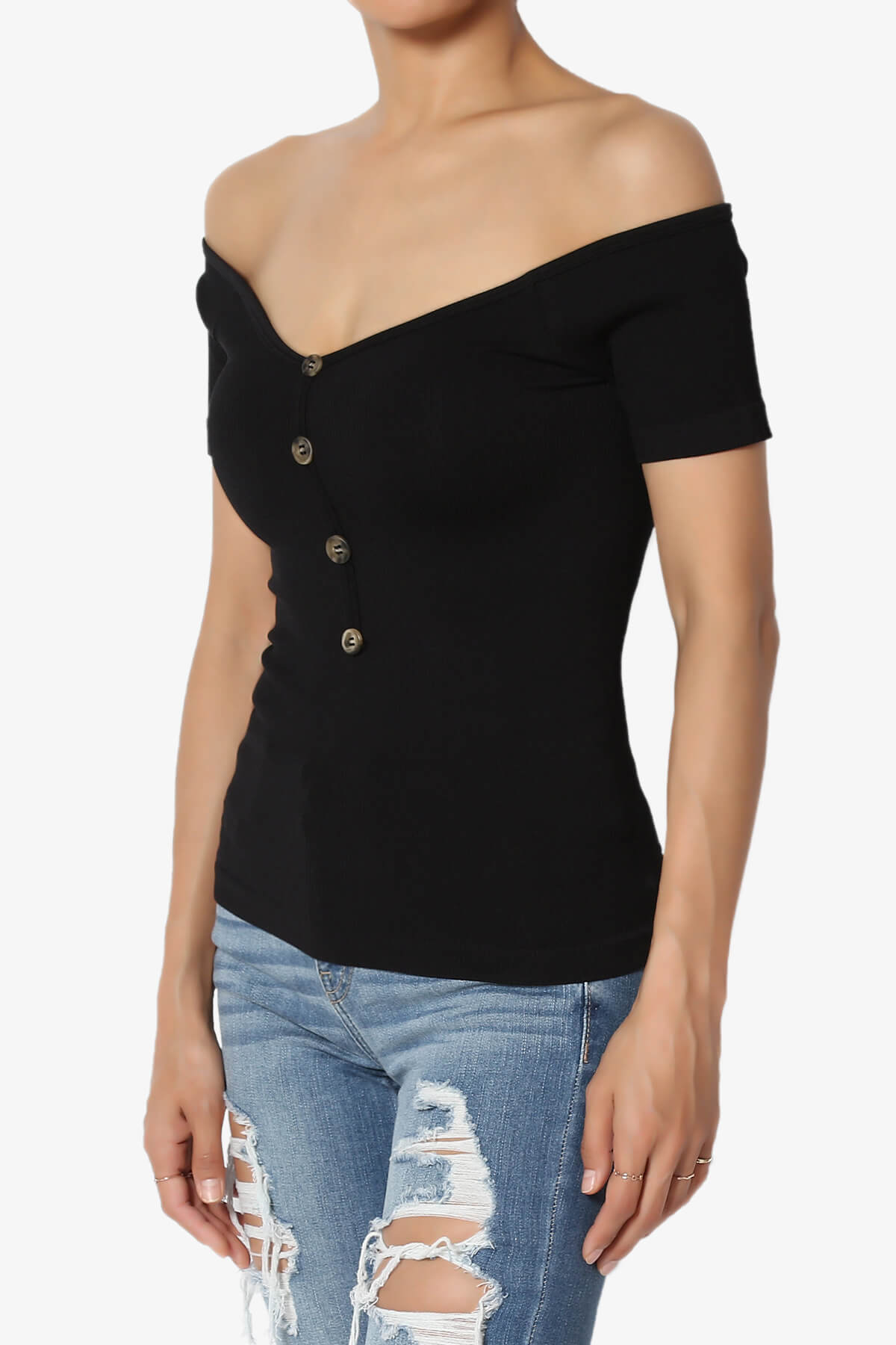 Vala Off Shoulder Ribbed Top