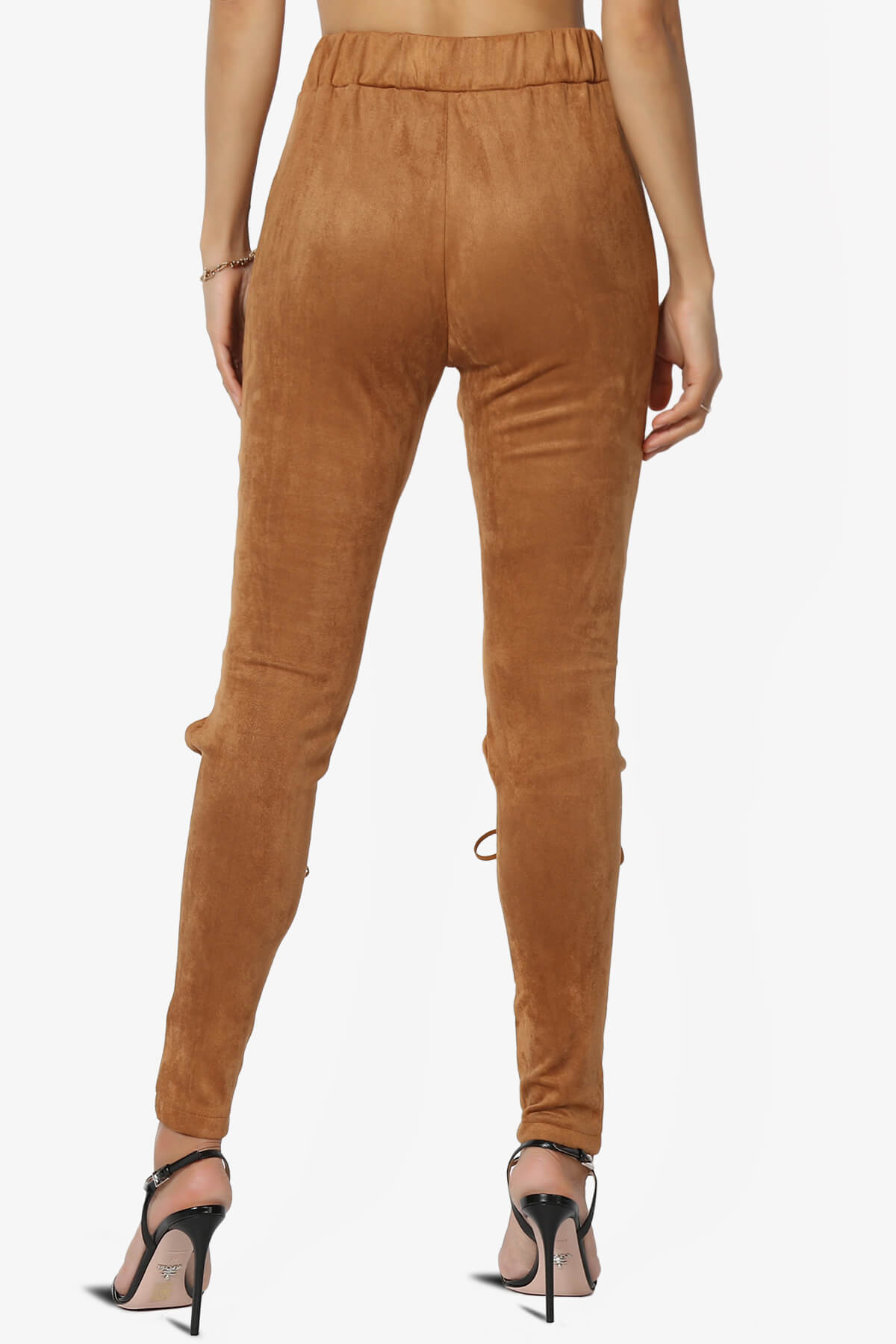 Dollie Lace Up Suede Skinny Pants BROWN_2