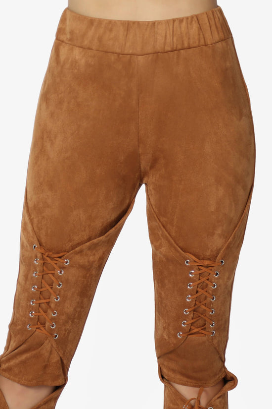 Dollie Lace Up Suede Skinny Pants BROWN_5