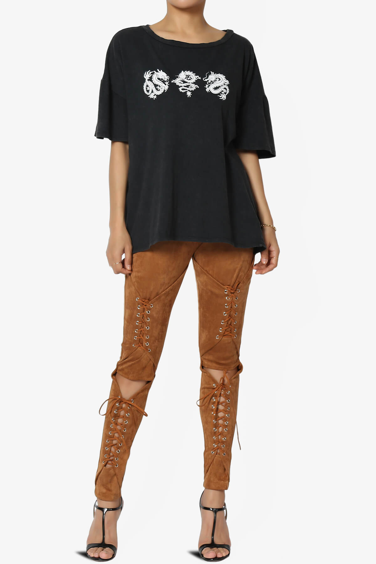 Dollie Lace Up Suede Skinny Pants BROWN_6