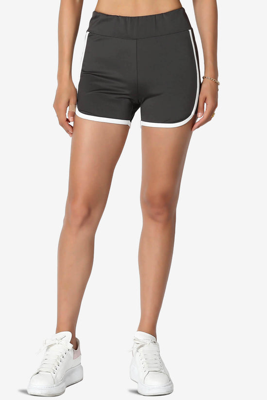 Load image into Gallery viewer, Dovie Athletic Contrast Trim Dolphin Shorts ASH GREY_1
