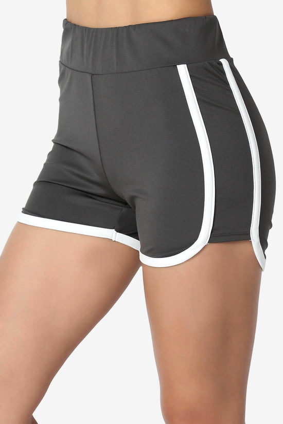 Load image into Gallery viewer, Dovie Athletic Contrast Trim Dolphin Shorts ASH GREY_5
