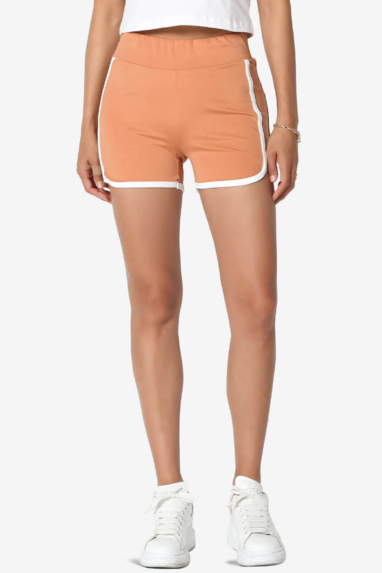 Load image into Gallery viewer, Dovie Athletic Contrast Trim Dolphin Shorts BUTTER ORANGE_1
