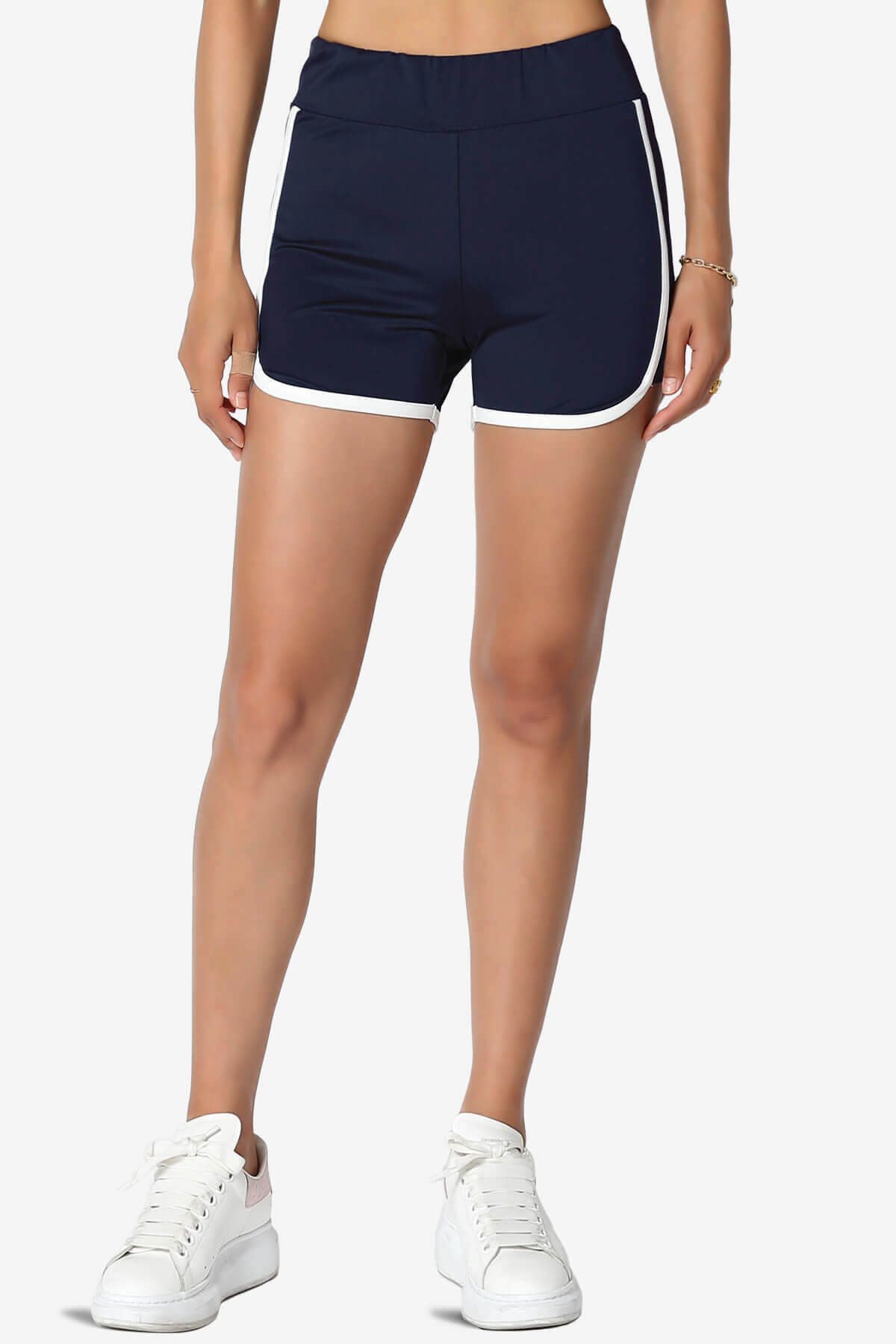Load image into Gallery viewer, Dovie Athletic Contrast Trim Dolphin Shorts NAVY_1

