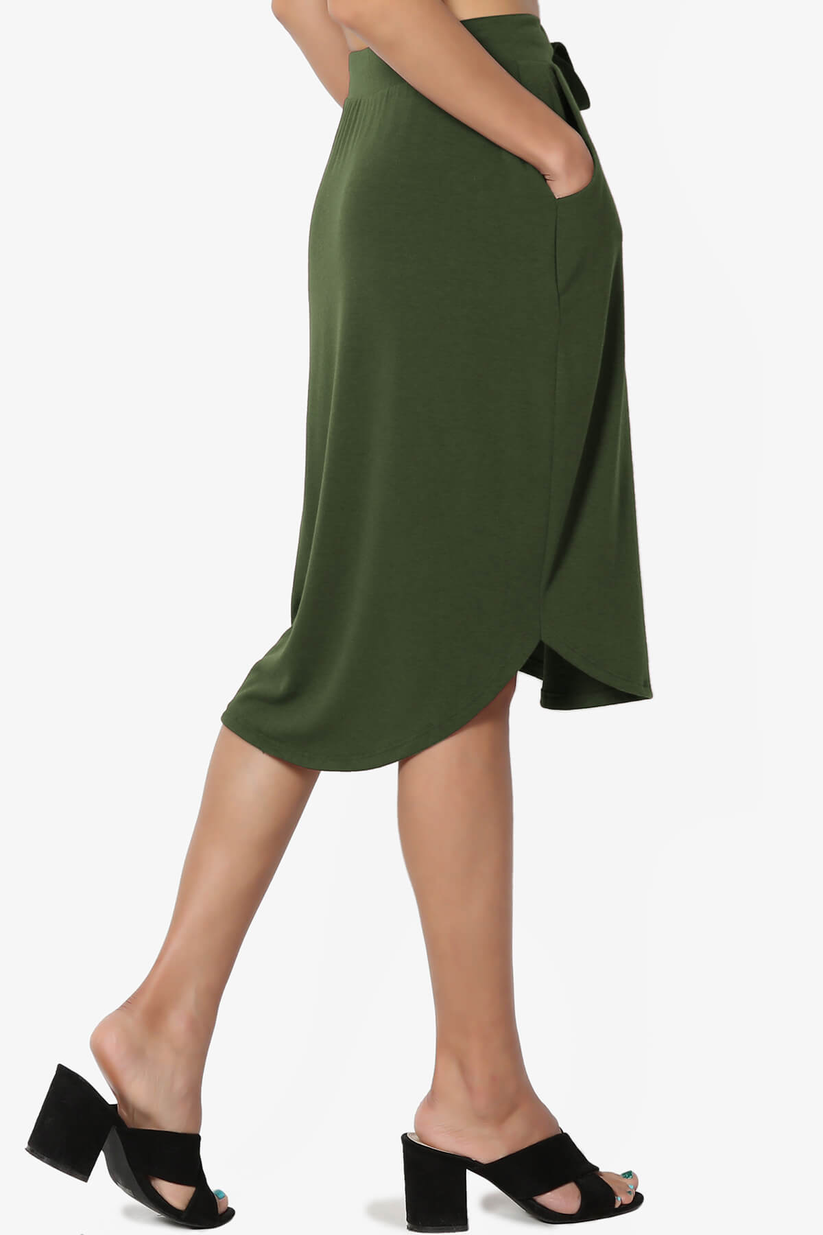 Load image into Gallery viewer, Eclipse Drawstring Midi Skirt ARMY GREEN_4

