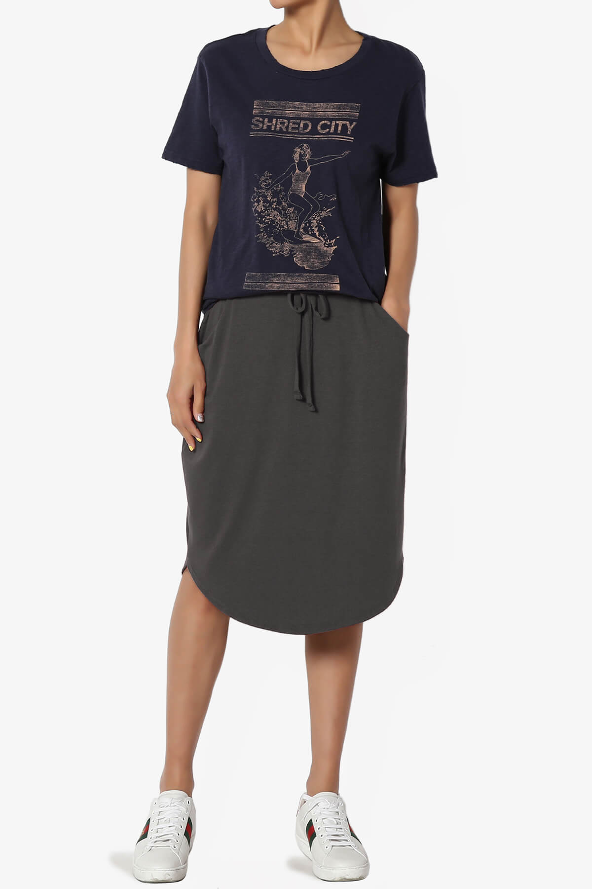 Load image into Gallery viewer, Eclipse Drawstring Midi Skirt ASH GREY_6
