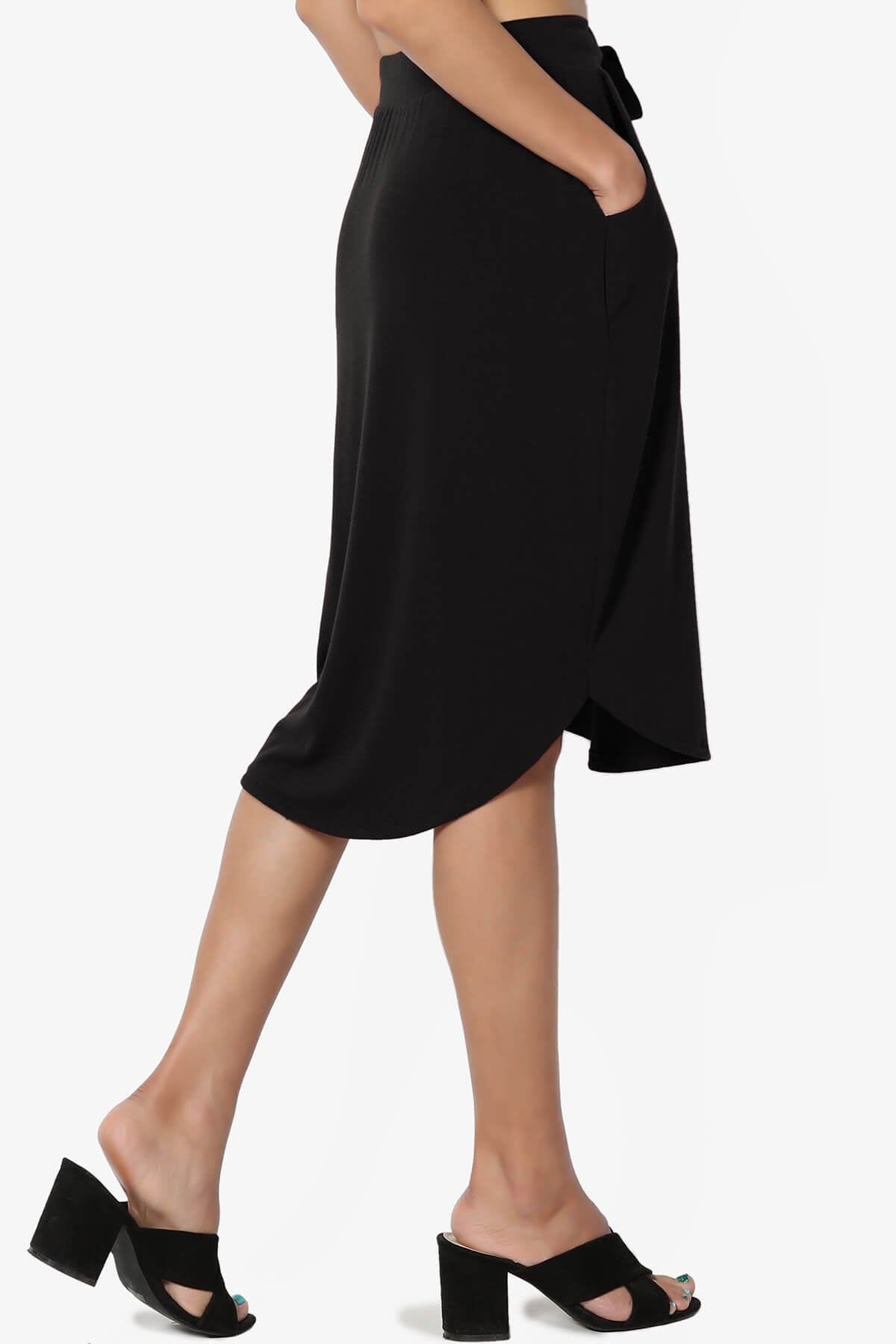 Eclipse Drawstring Midi Skirt BLACK_4