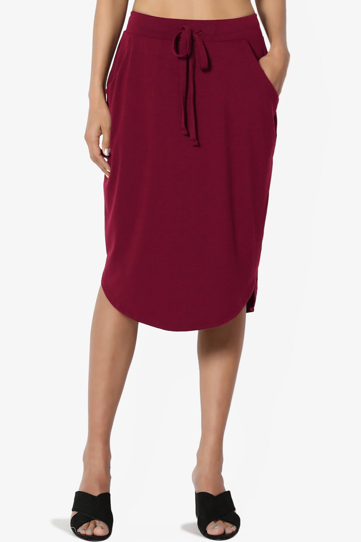 Load image into Gallery viewer, Eclipse Drawstring Midi Skirt BURGUNDY_1
