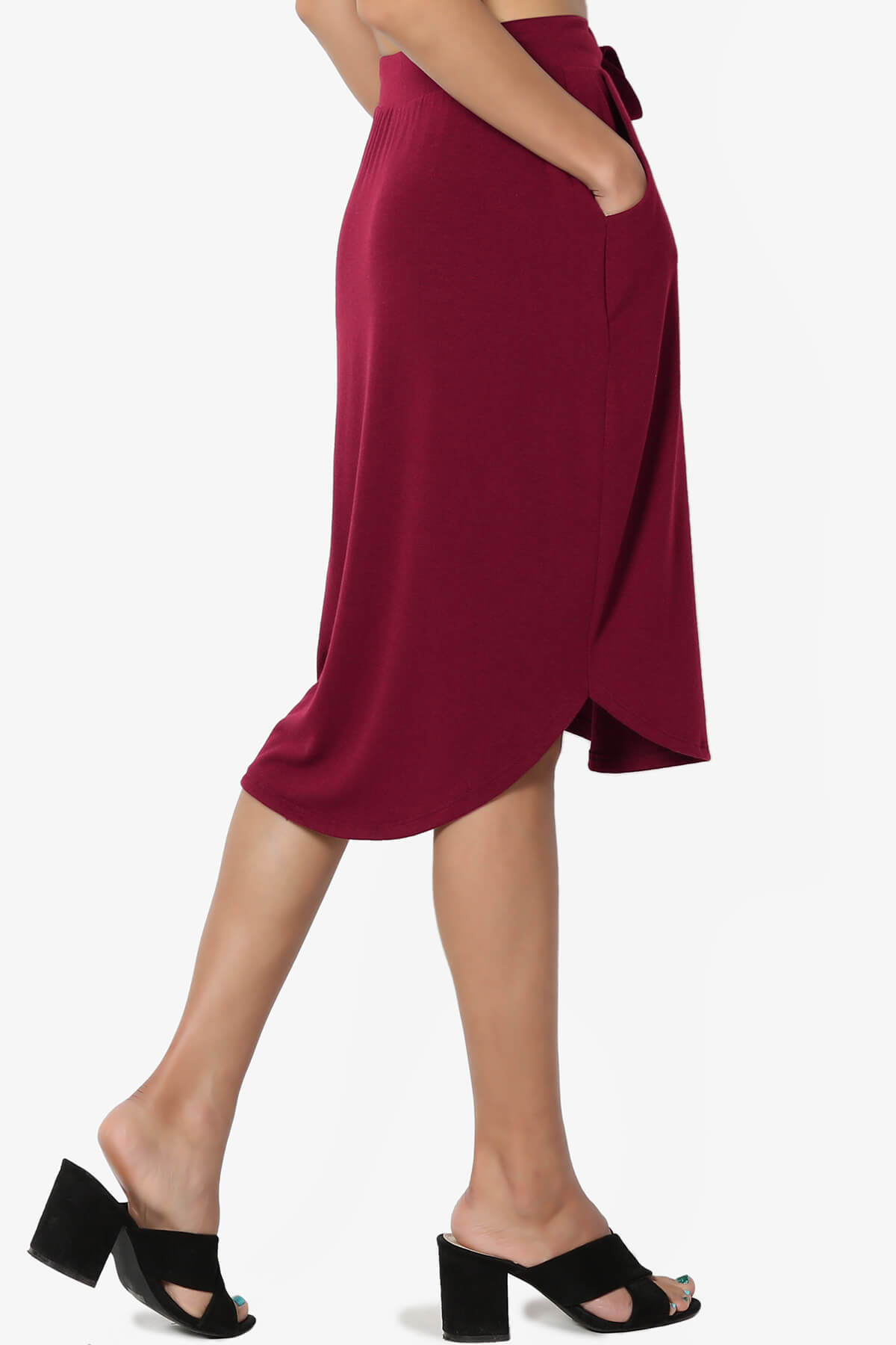 Load image into Gallery viewer, Eclipse Drawstring Midi Skirt BURGUNDY_4
