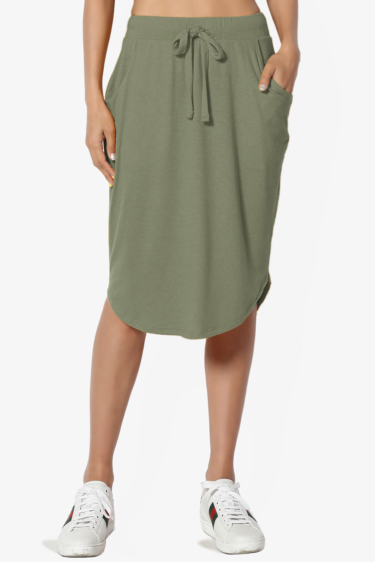 Load image into Gallery viewer, Eclipse Drawstring Midi Skirt DUSTY OLIVE_1
