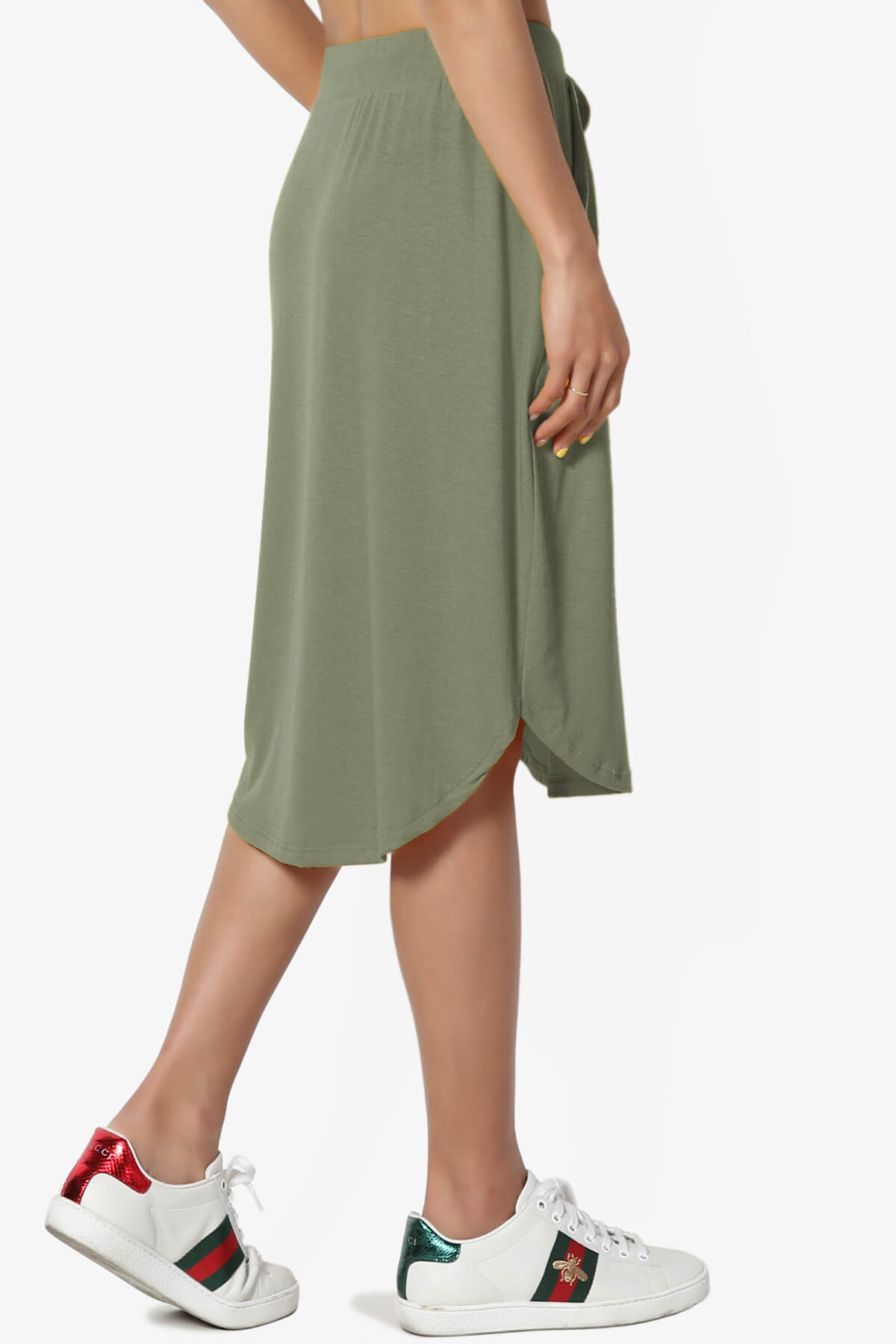 Eclipse Drawstring Midi Skirt DUSTY OLIVE_4