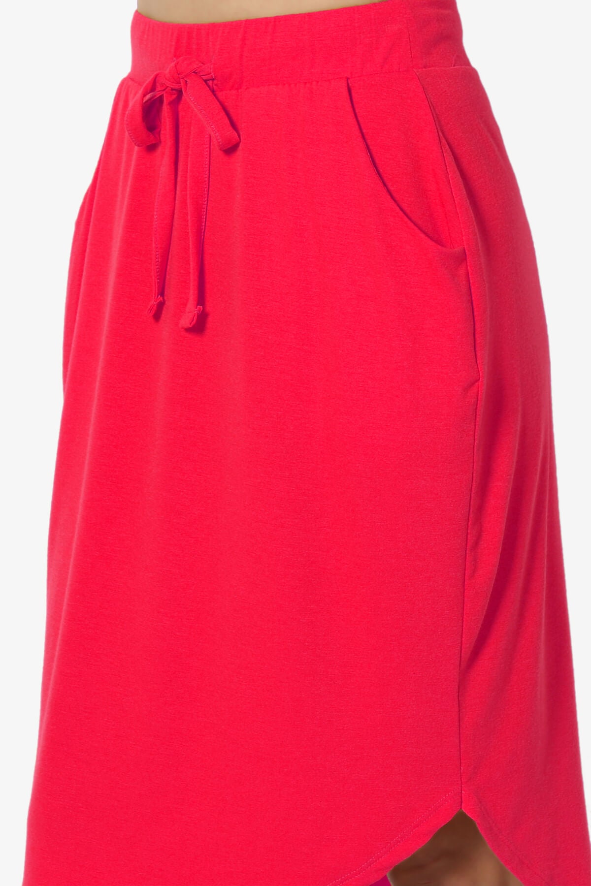 Eclipse Drawstring Midi Skirt RED_5