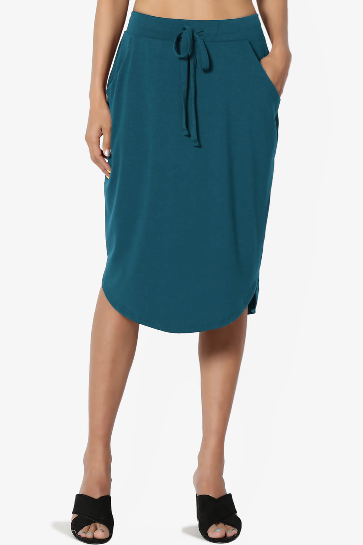 Load image into Gallery viewer, Eclipse Drawstring Midi Skirt TEAL_1
