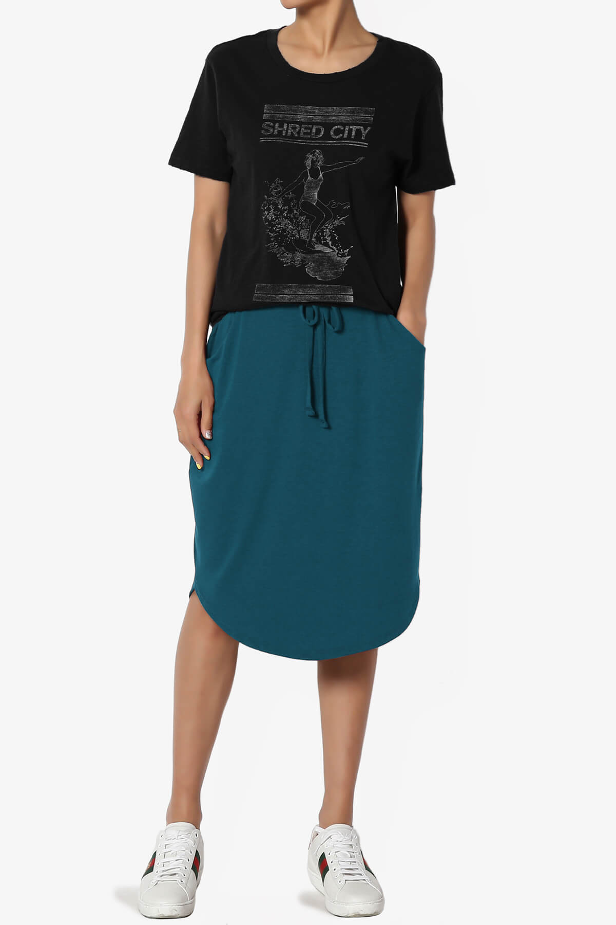 Load image into Gallery viewer, Eclipse Drawstring Midi Skirt TEAL_6
