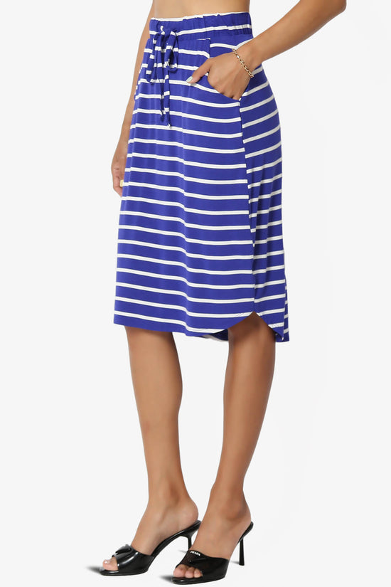 Load image into Gallery viewer, Eclipse Stripe Drawstring Midi Skirt BRIGHT BLUE_3
