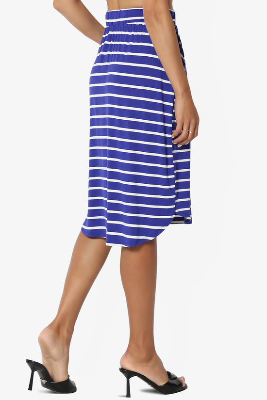 Load image into Gallery viewer, Eclipse Stripe Drawstring Midi Skirt BRIGHT BLUE_4
