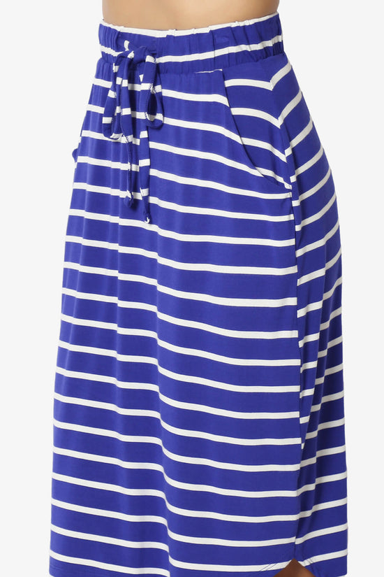 Load image into Gallery viewer, Eclipse Stripe Drawstring Midi Skirt BRIGHT BLUE_5
