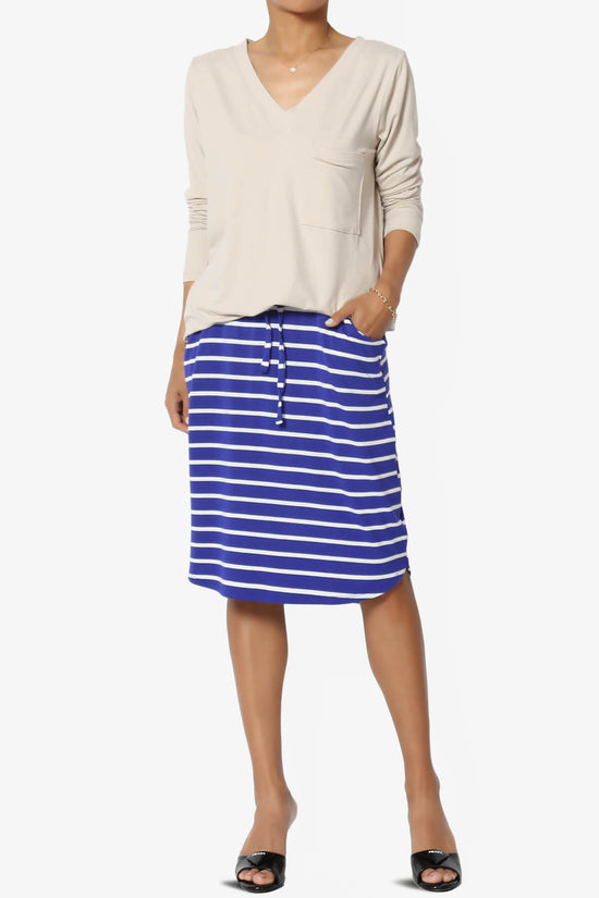 Eclipse Stripe Drawstring Midi Skirt BRIGHT BLUE_6