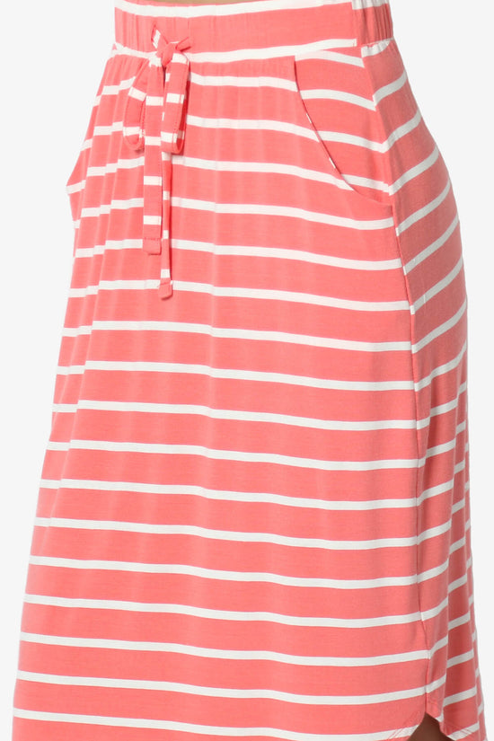 Load image into Gallery viewer, Eclipse Stripe Drawstring Midi Skirt CORAL_5
