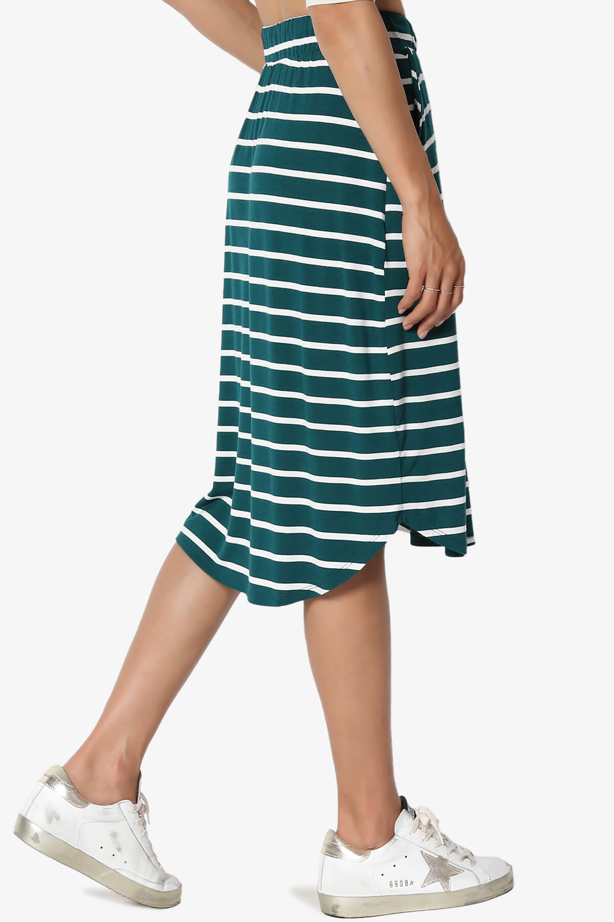 Eclipse Stripe Drawstring Midi Skirt DEEP GREEN_4