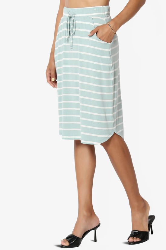 Eclipse Stripe Drawstring Midi Skirt LIGHT GREEN_3