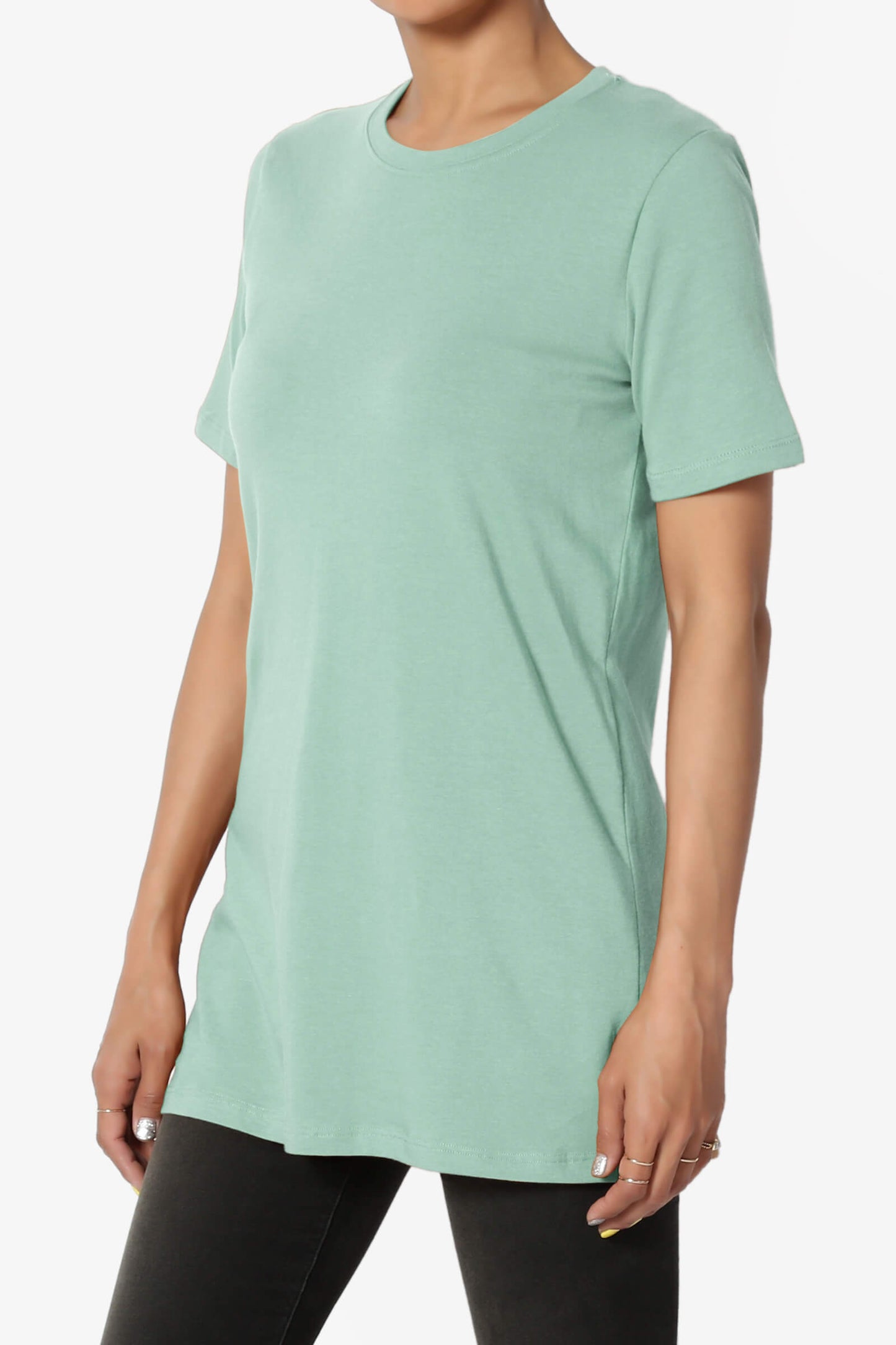 Elora Crew Neck Short Sleeve T-Shirt LIGHT GREEN_3