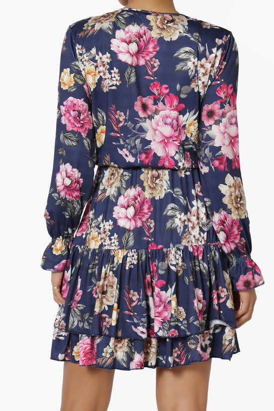 Everlie Floral Long Sleeve Ruffle Tiered Dress NAVY_2